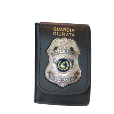 Portafogli con placca Guardia Giurata scudo Argento
