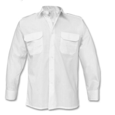 Camicia Militare Bianca Manica Lunga